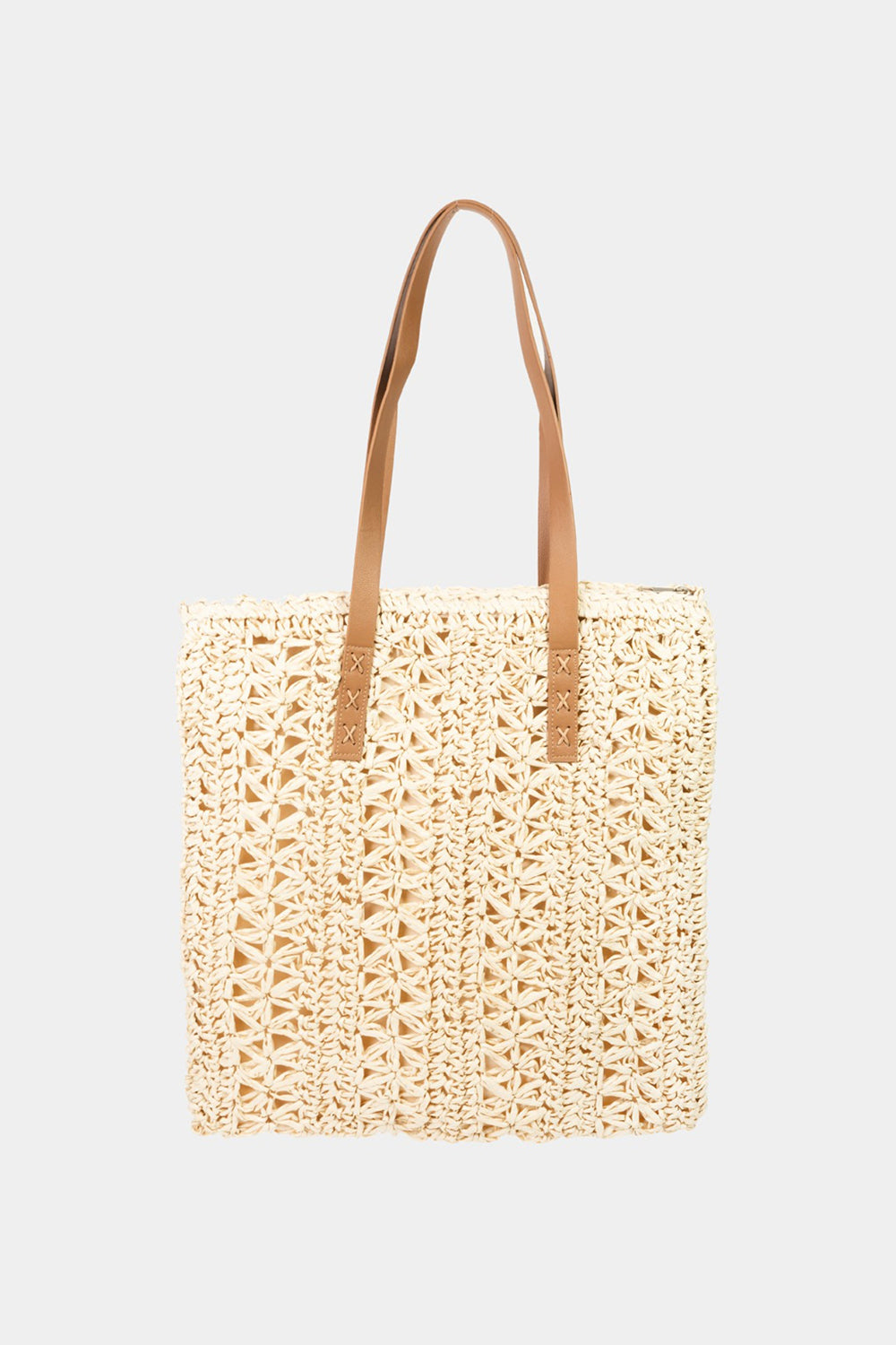 Fame Straw Braided Tote Bag Ivory One Size