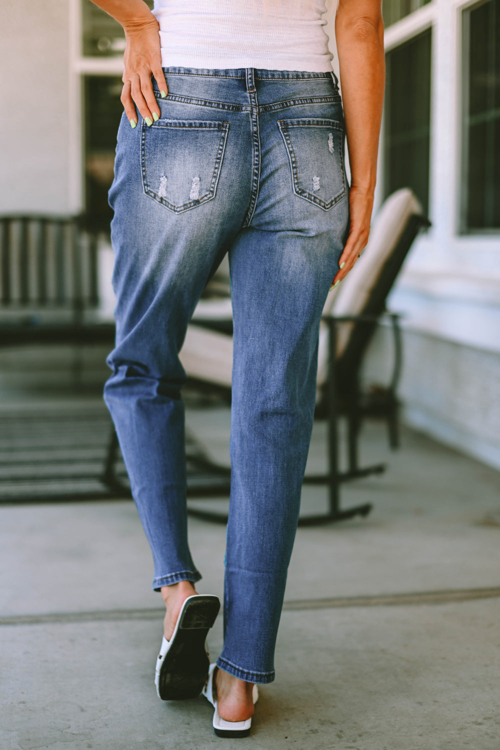 Heart Distressed Jeans with Pockets