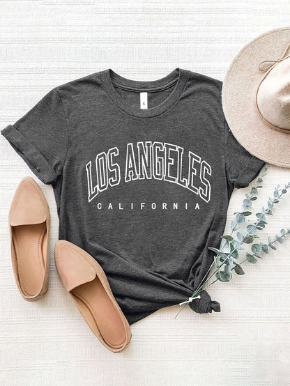 LOS ANGELES CALIFORNIA Round Neck T-Shirt Dark Gray