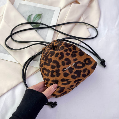 Drawstring Leopard Crossbody Bag