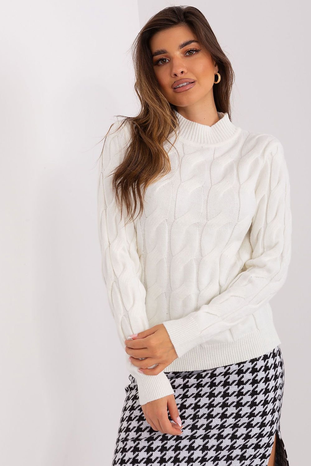 Elegant Women's Textured Half Turtleneck Sweater