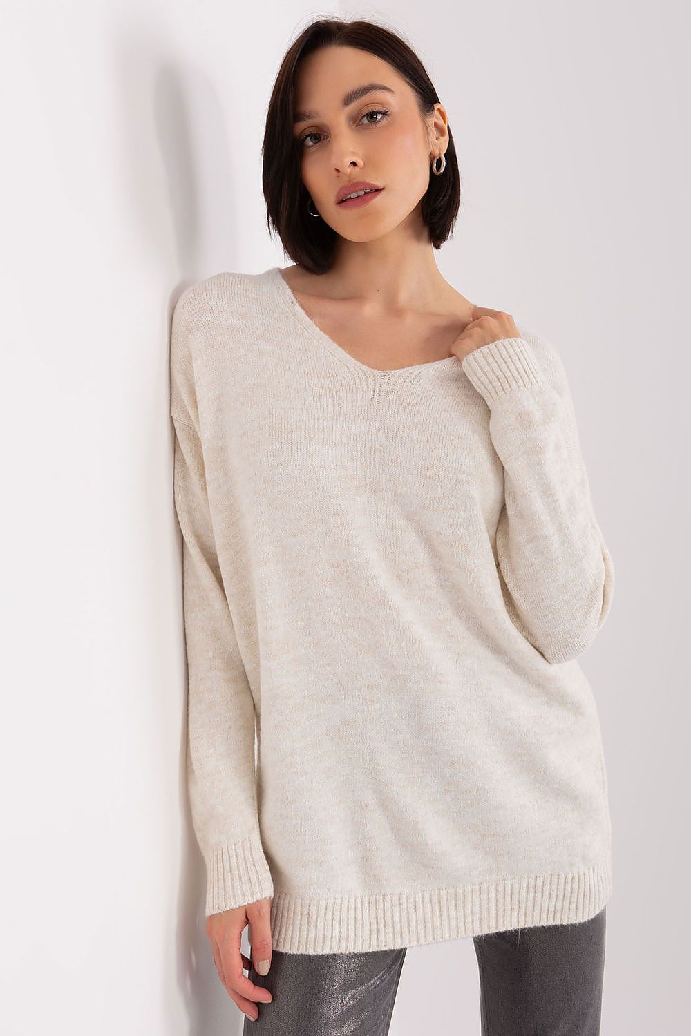 Cozy Heart Neckline Jumper 189301 from Rue Paris