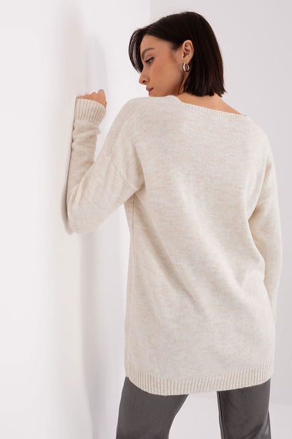 Cozy Heart Neckline Jumper 189301 from Rue Paris