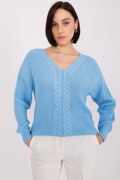 Elegant Textured V-Neck Women's Sweater 191412 Badu