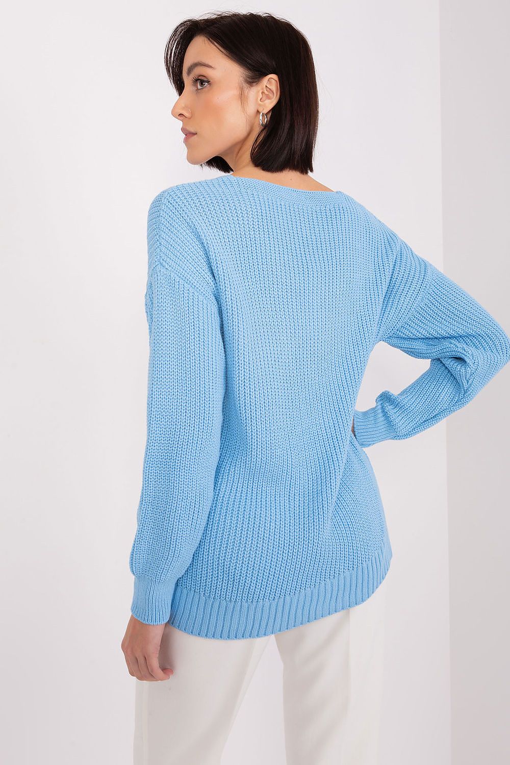 Elegant Textured V-Neck Women's Sweater 191412 Badu