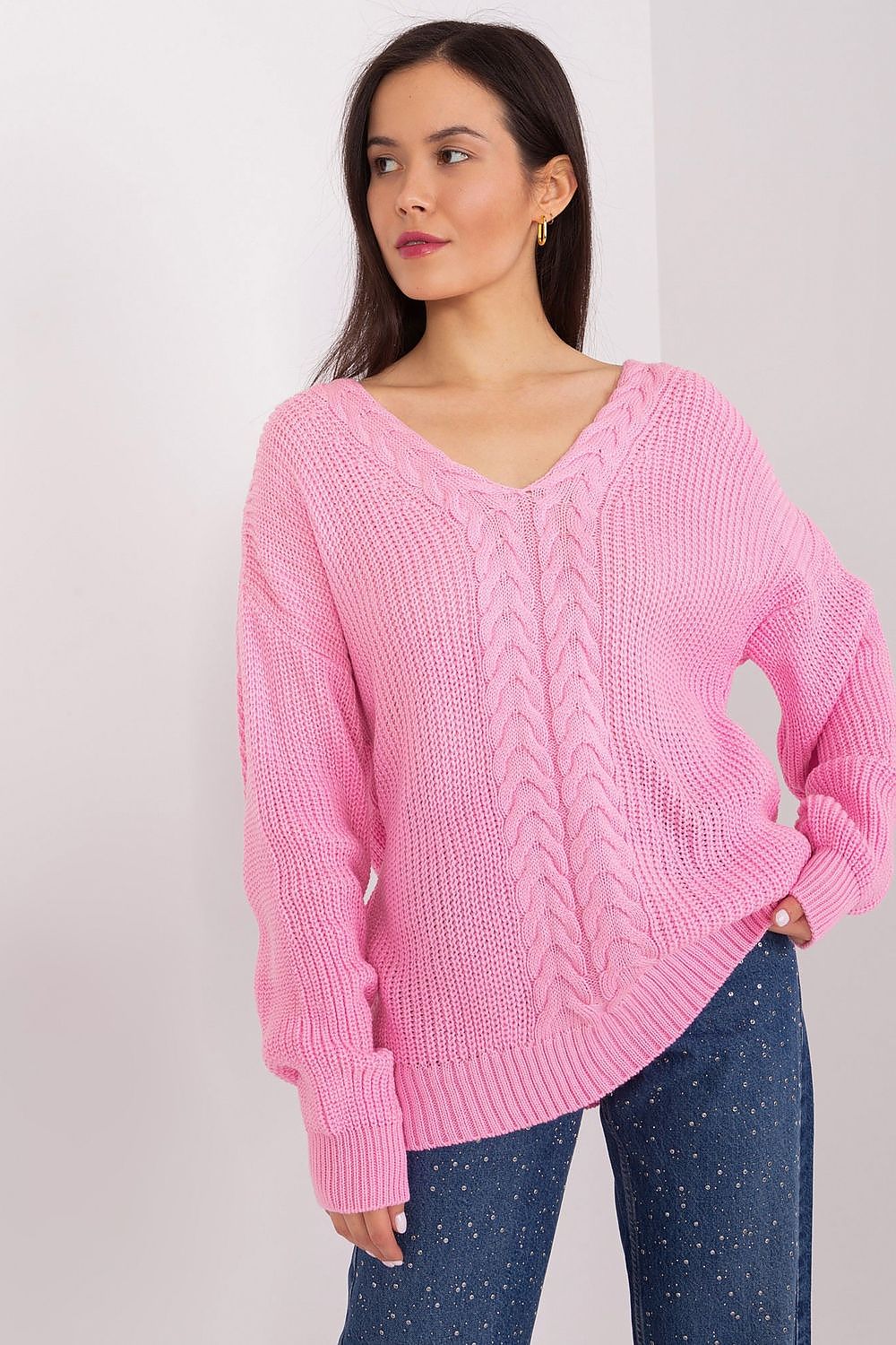 Elegant Textured V-Neck Women's Sweater