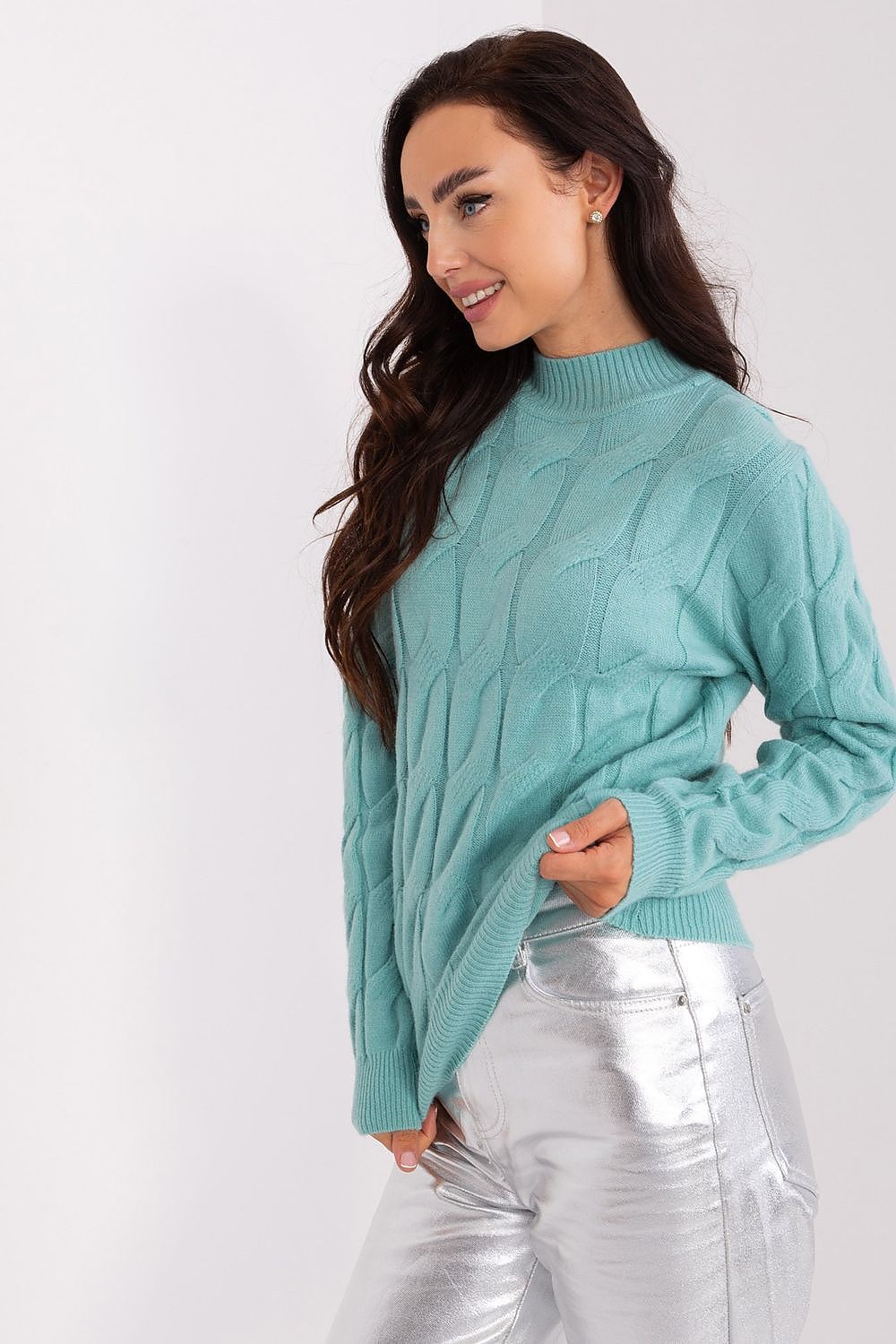 Elegant Women's Textured Half Turtleneck Sweater