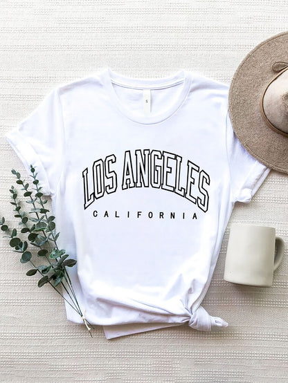 LOS ANGELES CALIFORNIA Round Neck T-Shirt White