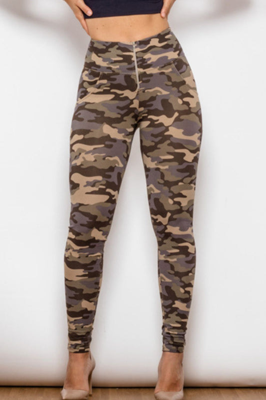 Camouflage Print Jeans Green Camouflage