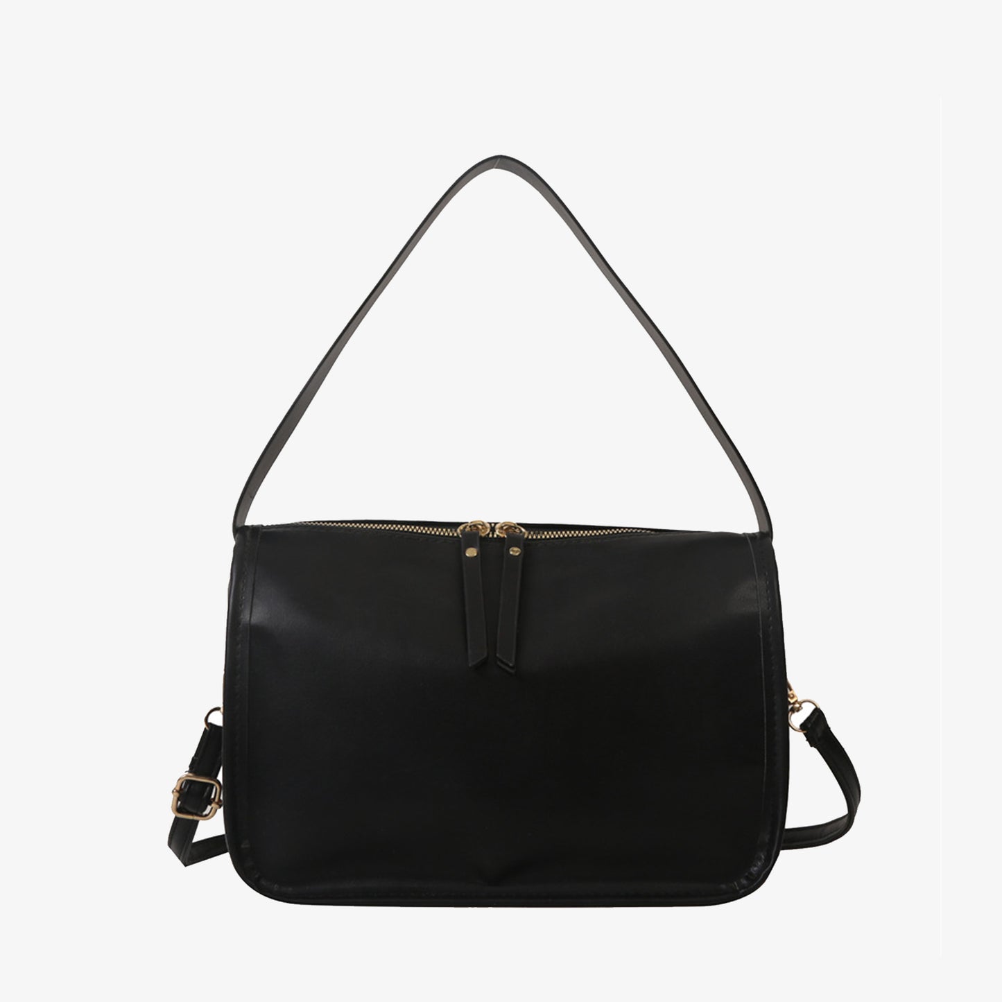 PU Leather Shoulder Bag Black One Size