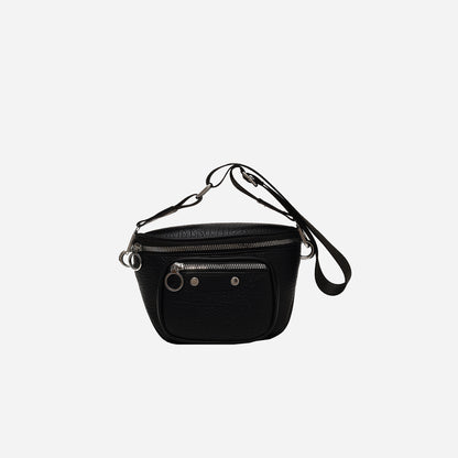 Texture PU Leather Crossbody Bag Black One Size