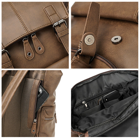 Men's Large Capacity Korean Retro Backpack – Casual Travel & Daily Use Rucksack