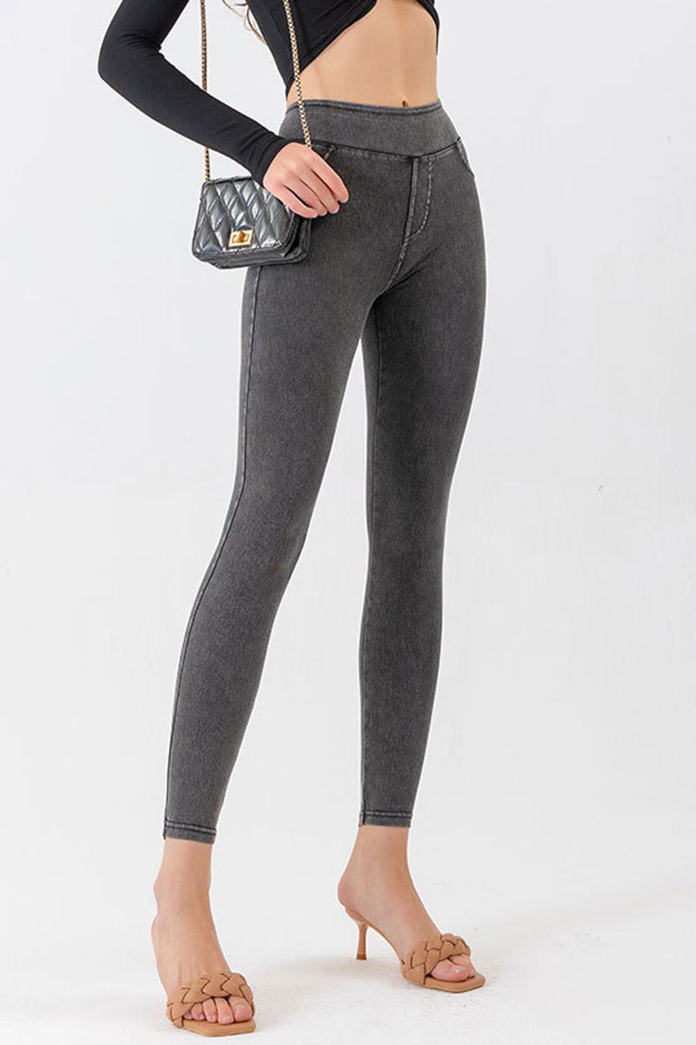 High Waist Skinny Jeans Dark Gray