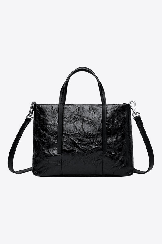 PU Leather Handbag Black One Size