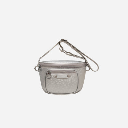 Texture PU Leather Crossbody Bag Silver One Size