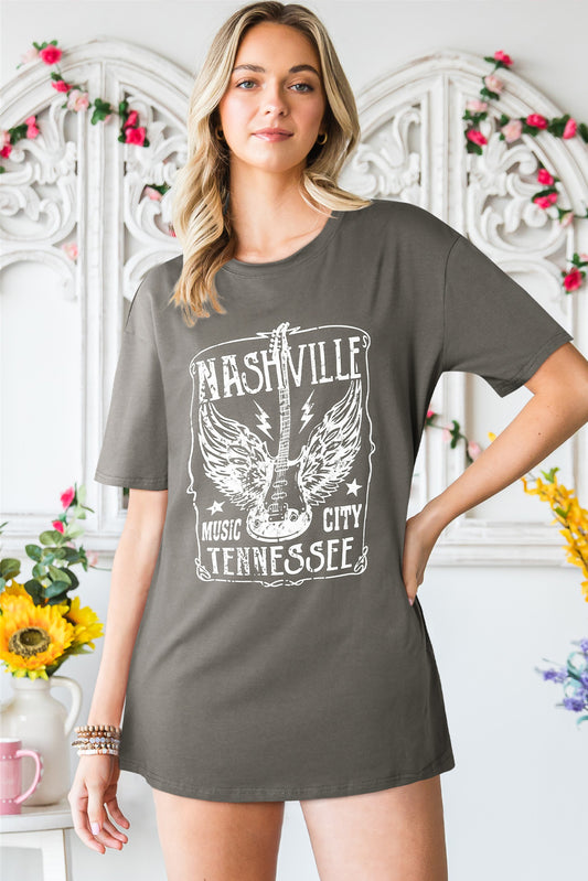 NASHVILLE MUSIC CITY TENNESSEE Graphic T-Shirt Mid Gray