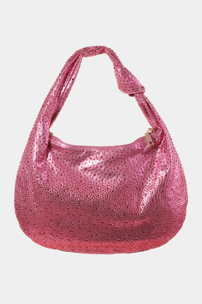 Fame Rhinestone Studded Handbag Fuchsia One Size