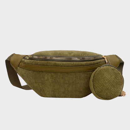 Small Corduroy Sling Bag Army Green One Size